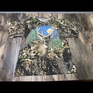 VTG Deer Camo all over print shirt L made in USA